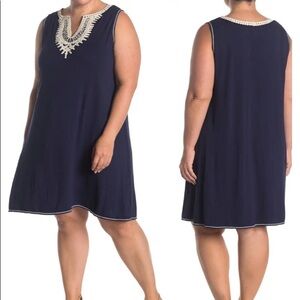 MAX STUDIO Split Neck Sleeveless Shift Dress Size 2X